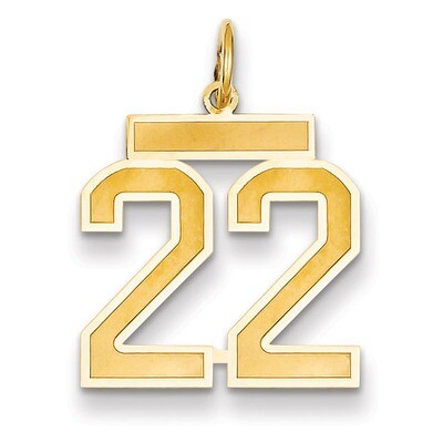 Number 22 Charm 14k Gold Medium Satin LSM22, MPN: LSM22, 883957073736