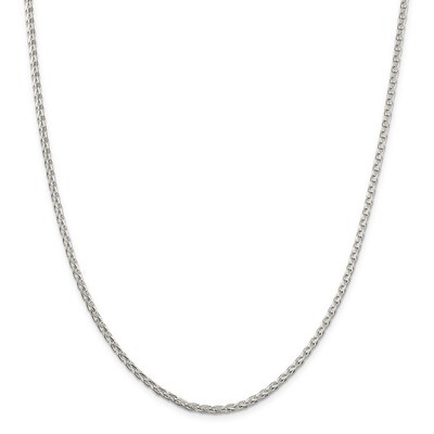 22 Inch 2.75mm Diamond-Cut Spiga Chain Sterling Silver QSP080-22, MPN: QSP080-22, 191101924385