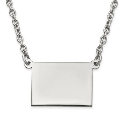 Wyoming State Pendant Necklace with Chain 14k White Gold Engravable XNA706W-WY, MPN: XNA706W-WY, 88…