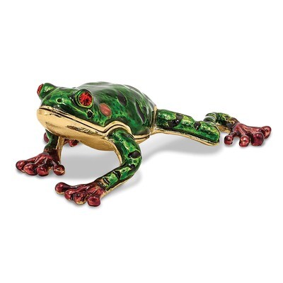 Green Pond Frog Trinket Box Enamel on Pewter by Jere, MPN: BJ2047, 191101594861