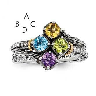 Four-Stone Mother&#39;s Ring Mounting Sterling Silver &amp; 14k Gold QMR10/4-5, MPN: QMR10_4--6, 8867742416…