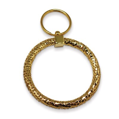 Large Round Gold-tone Mesh Keychain GM12340, MPN: GM12340, 788089012342