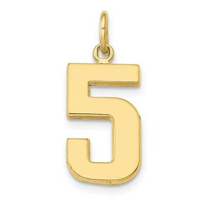 Polished Number 5 Charm 10k Gold Casted Medium 10MP05, MPN: 10MP05,