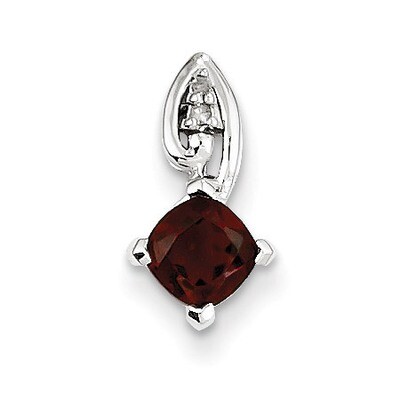 Garnet Square Pendant Sterling Silver Rhodium-plated Diamond QP2993GA, MPN: QP2993GA, 883957358437