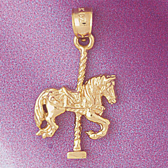 Dazzlers Jewelry Carousel Horse Pendant Necklace Charm Bracelet in Yellow, White or Rose Gold 6003,…