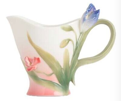 Franz Porcelain Porcelain Fringed Iris and Red Poppy Cream Jar FZ01172, MPN: FZ01172,