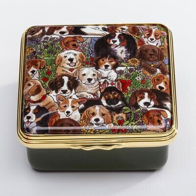 Halcyon Days Dogs leave pawprints on your heart Enamel Box changed to Edinburgh Green Base ENDPP125…