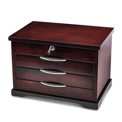 Matte Finish Ebony Veneer 3-Drawer Musical Jewelry Box JJB888, MPN: JJB888,