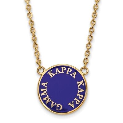 Kappa Kappa Gamma Small Enameled Pendant with 18 Inch Chain Gold-plated Silver GP013KKG-18, MPN: GP…