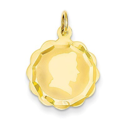 Boy Head on .013 Gauge Engravable Scalloped Disc Charm 14k Gold XM83/13, MPN: XM83/13, 883957416854