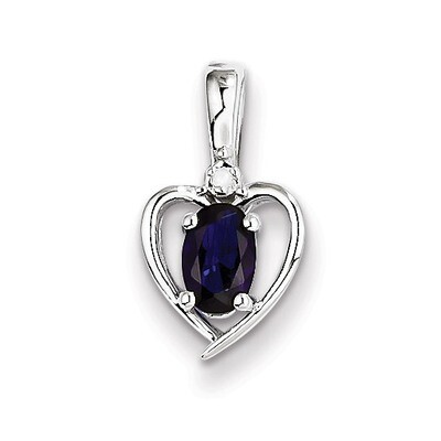 Sapphire &amp; Diamond September Pendant Sterling Silver QBPD19SEP, MPN: QBPD19SEP, 883957539423