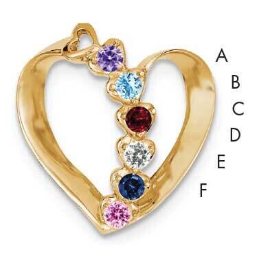 Synthetic Diamond Family Heart Slide 14k Gold XMP4/6SY, MPN: XMP4/6SY, 883957142135