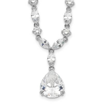 Cheryl M Rhodium-Plated Pear CZ Diamond Necklace Sterling Silver QCM116-17, MPN: QCM116-17, 1911011…