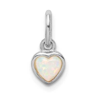 Lab Created Opal Heart Pendant Sterling Silver Rhodium Plated QP5097, MPN: QP5097, 883957838373
