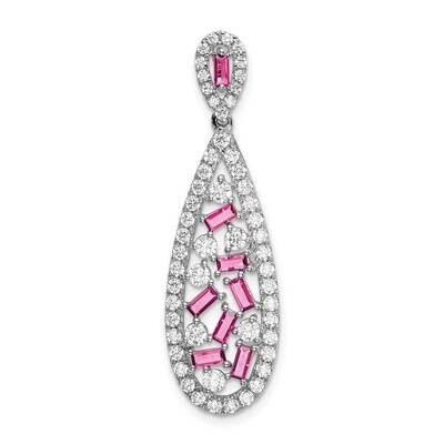Lab Grown Diamond Si1/Si2, G H I, Lab Crtd Pnk Sap Teardrop Pendant 14k White Gold PM7934-CPS-092-W…
