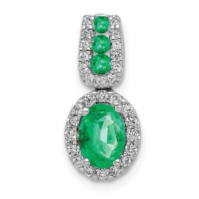 Halo Diamond &amp; Oval Emerald Pendant 14k White Gold PM5260-EM-020-WA, MPN: PM5260-EM-020-WA, 8839574…