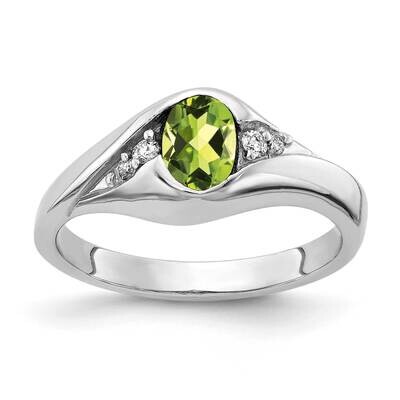 6x4mm Oval Peridot Checker Aa Diamond Ring 14k White Gold Y2107PC/AA, MPN: Y2107PE_AA, 883957708560