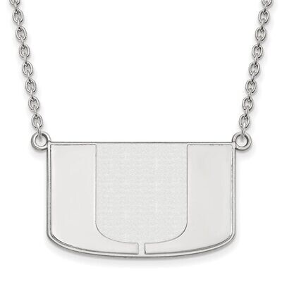 University of Miami Large Pendant with Chain Necklace 14k White Gold 4W016UMF-18, MPN: 4W016UMF-18,…