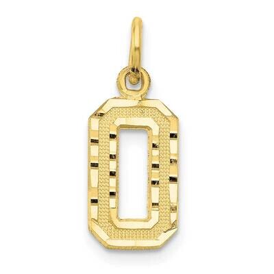 Diamond-Cut Number 0 Charm 10k Gold Casted Small 10SN00, MPN: 10SN00,