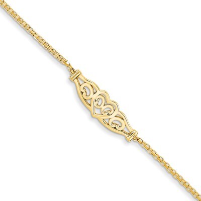 Heart Anklet 9 Inch 14k Gold ANK33-9, MPN: ANK33-9, 883957897851