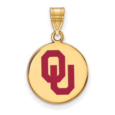 University of Oklahoma Medium Enamel Disc Pendant Gold-plated Sterling Silver GP037UOK, MPN: GP037U…