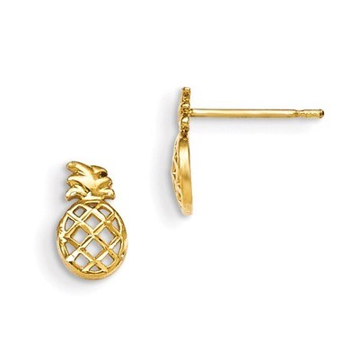 Diamond-Cut Children&#39;S Pineapple Post Earrings 14k Gold GK830, MPN: GK830, 191101080012