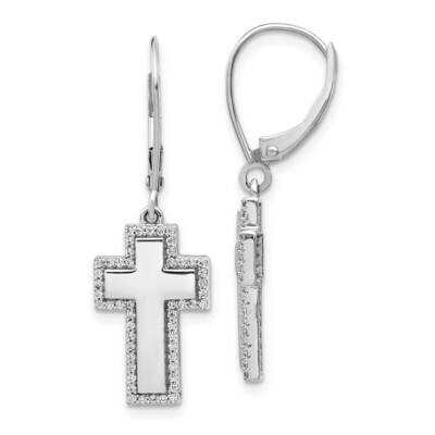 Fancy Cross Leverback Earrings 14k White Gold Diamond EM4002-030-WA, MPN: EM4002-030-WA, 8839572609…