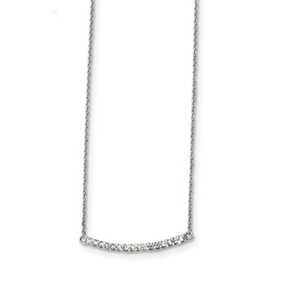 CZ Diamond Bar Necklace 18 Inch Sterling Silver QG4323-18, MPN: QG4323-18, 886774123073