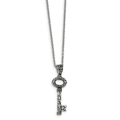 22 inch Key Necklace Stainless Steel Antiqued and Polished SRN2441-22 by Chisel, MPN: SRN2441-22, 1…