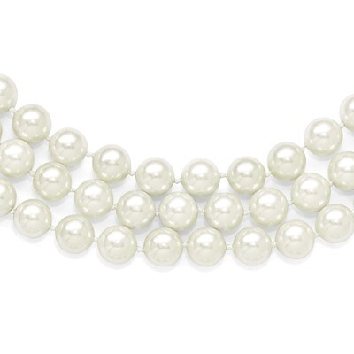 3 Row 10-11Mm White Shell Bead Necklace Sterling Silver QMJN310W-18, MPN: QMJN310W-18, 886774294537