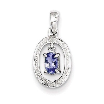 Tanzanite Oval Pendant Sterling Silver Rhodium-plated Diamond QP3875TZ, MPN: QP3875TZ, 883957462455