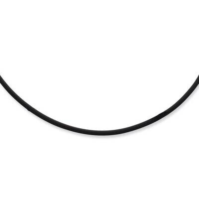 20inch 3mm Black Rubber Cord Necklace Sterling Silver QG1257, MPN: QG1257, 883957028019
