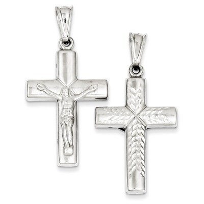 Latin Crucifix Pendant Sterling Silver Rhodium-plated Hollow QC5407, MPN: QC5407, 883957913124