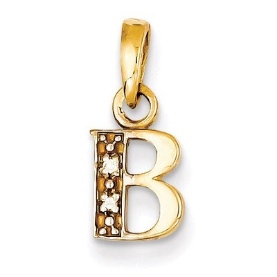 0.01ct Diamond Initial B Pendant 14k Gold Polished YC250B, MPN: YC250B, 883957323398