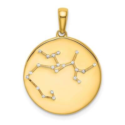 Gold-Plated &amp; Cz Sagittarius Zodiac Pendant Sterling Silver QC9738GP, MPN: QC9738GP, 883957313504