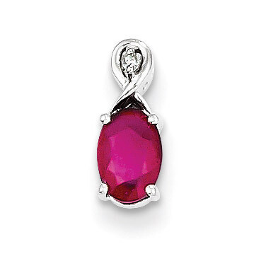 Ruby Oval Pendant Sterling Silver Rhodium-plated Diamond QP2984R, MPN: QP2984R, 883957547725
