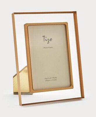Tizo Acrylic Lucite Photo Picture Frame Gold Border 8 x 10 Inch HA194GD80, MPN: HA194GD80,