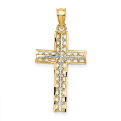 Cross Charm 14k Gold Rhodium K9302, MPN: K9302, 637218095285
