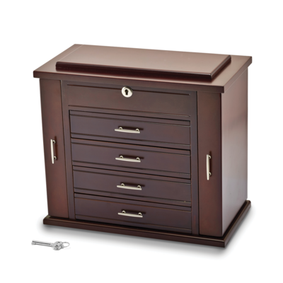 Mahogany Matte Finish Poplar Veneer Opening Sides Jewelry Box by Jere, MPN: JJB847, 191101878442