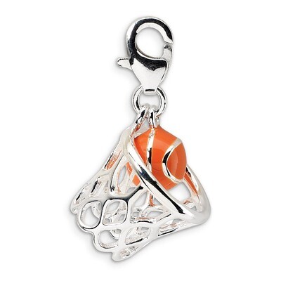 3-D Enameled Basketball in Net Charm Sterling Silver QCC303 by Amore La Vita, MPN: QCC303, 88395733…