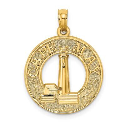 Cape May Round Frame with Lighthouse Center Charm 14k Gold K8274, MPN: K8274, 637218103737