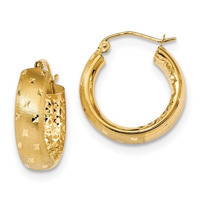 14k Polished Satin &amp; Diamond -cut In-Out Hoop Earrings 14k Gold Polished TF1047, MPN: TF1047, 19110…