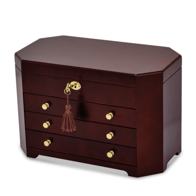 Matte Mahogany Veneer with 3 Drawers Jewelry Box by Jere, MPN: JJB223, 191101682001