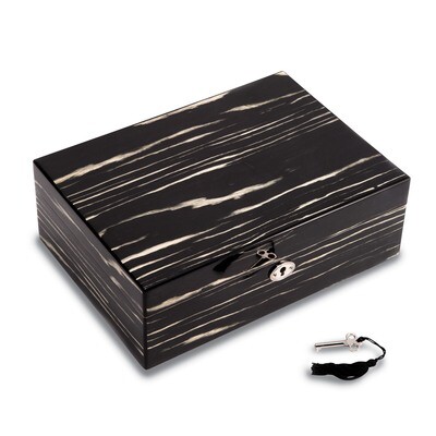 Lacquered Ebony Wood Jewelry Box with Valet Tray &amp; Key Lock GM13330, MPN: GM13330, 797140526582