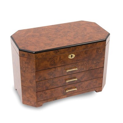 Burlwood Ebony with 3 Drawers Jewelry Box by Jere, MPN: JJB113, 191101037009