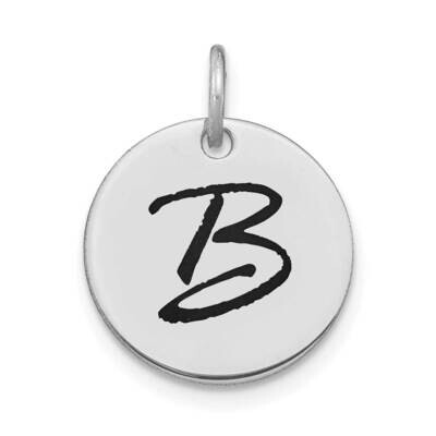 Letter B Black Epoxy Initial Disk Charm 14k White Gold Polished YC1436WB, MPN: YC1436WB, 1969040860…