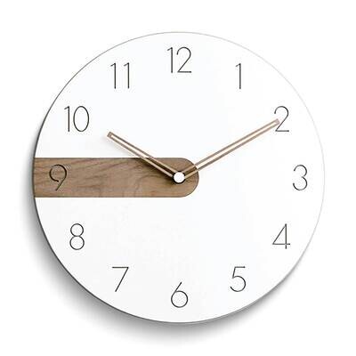 White with Walnut Accent Wall Clock GM25200, MPN: GM25200, 788089161385