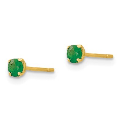 Round Emerald 3mm Post Earrings - 14k Gold SE2295 by Madi K, MPN: SE2295, 883957523019
