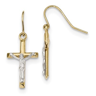 Polished Crucifix Earrings 10k Two-tone Gold 10ER298, MPN: 10ER298, 191101169458