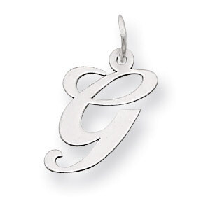Medium Fancy Script Initial G Charm Pendant 14k white Gold YC653G, MPN: YC653G, 883957030067
